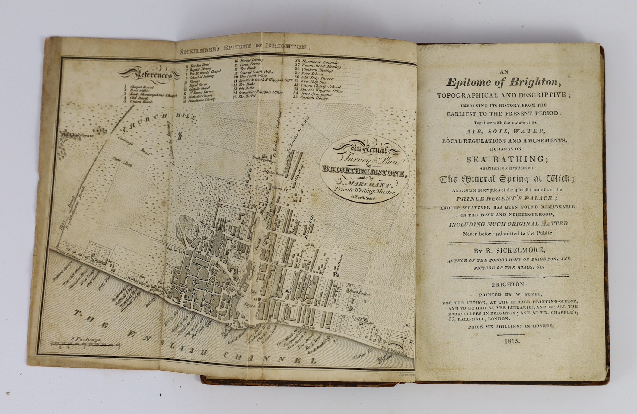 BRIGHTON: Sickelmore, R. - An Epitome of Brighton, topographical and descriptive ... remarks on sea bathing ... the beauties of the Prince Regent's Palace ... folded plan and folded view